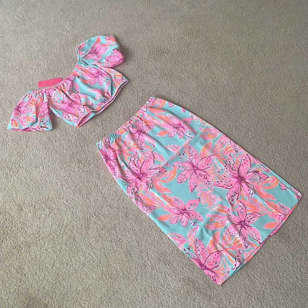 Lilly Pulitzer Esmeray Set - Surf Blue Bonita Blooms - M - Picture 6 of 9